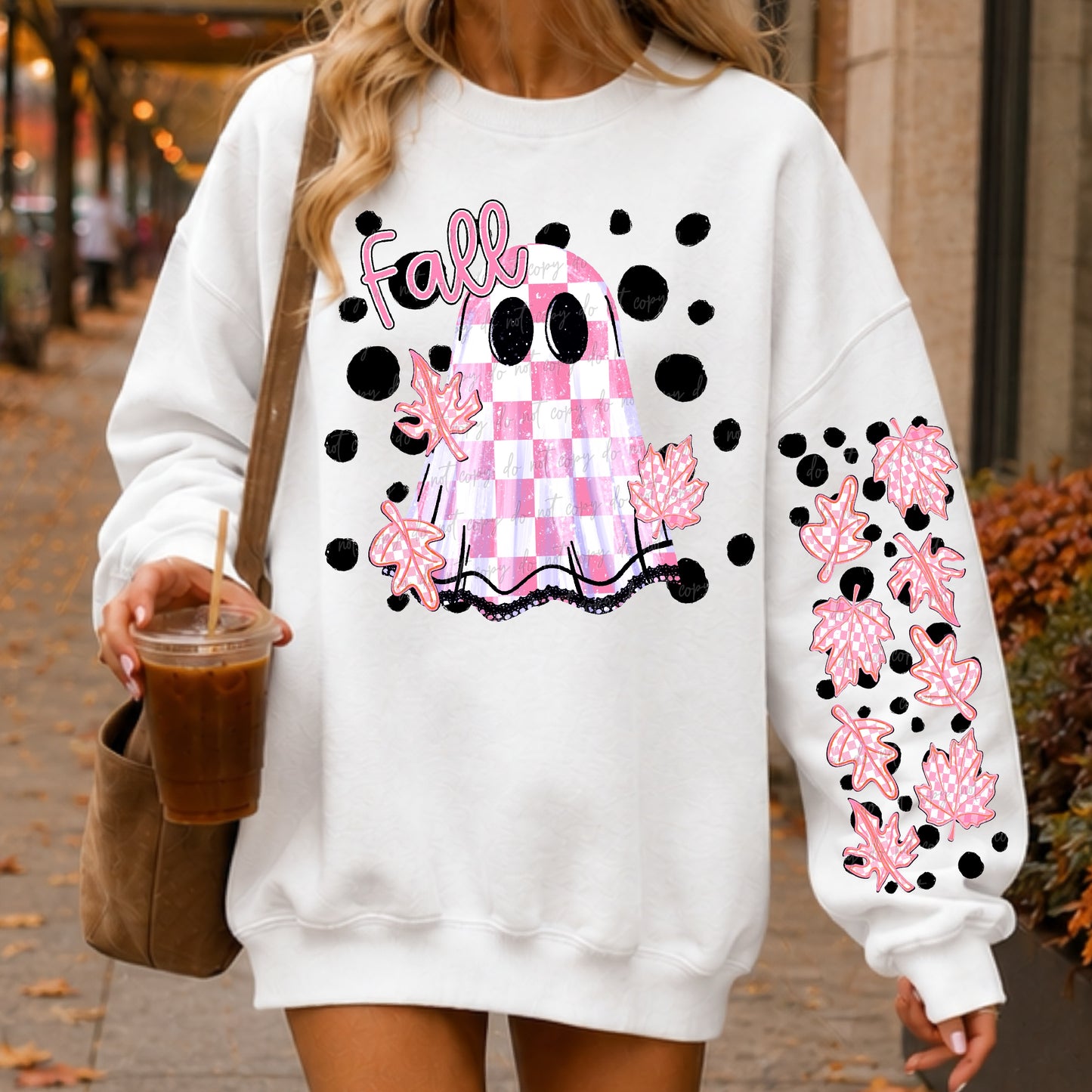 Fall polka dot ghost with sleeve