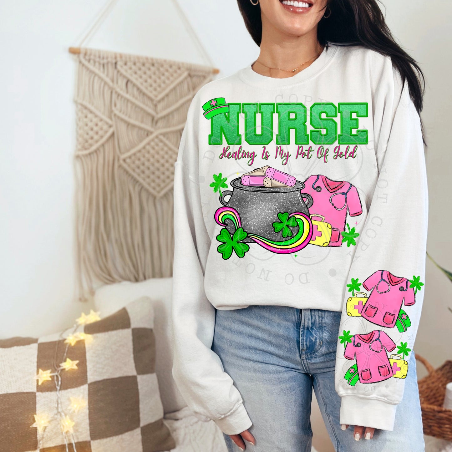 Faux Embroidered Nurse With Matching Sleeve and Pocket