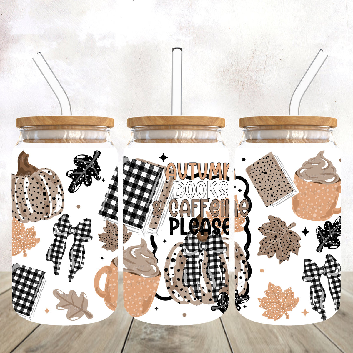 Autumn books and caffeine please 16 oz wrap