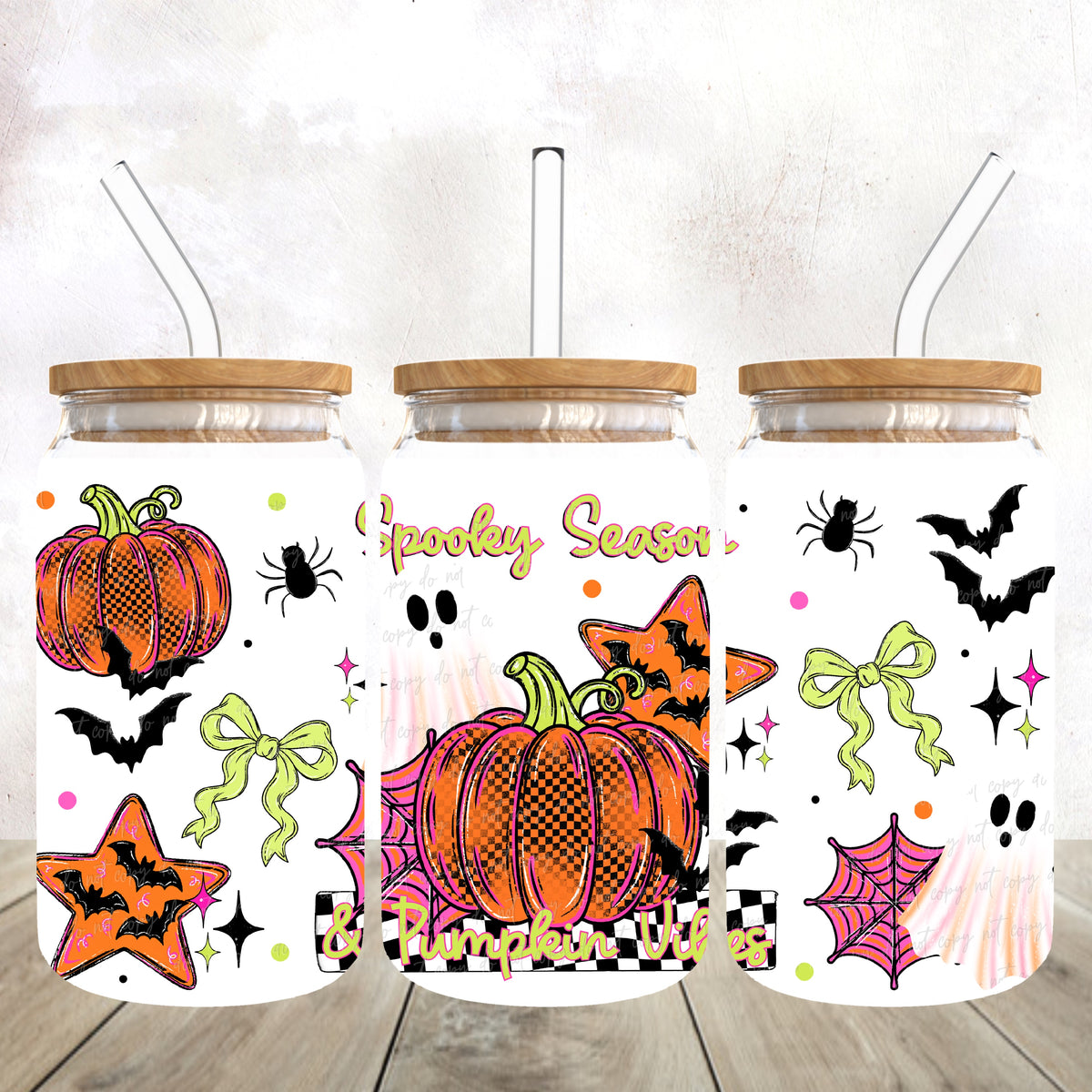 Spooky season and pumpkin vibes 16 oz wrap