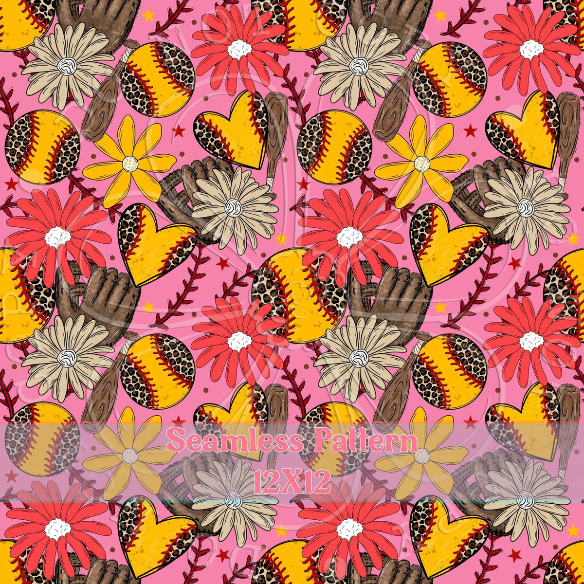 Pink Softball Pattern Softball Seamless Pink – Virgo Design Shop