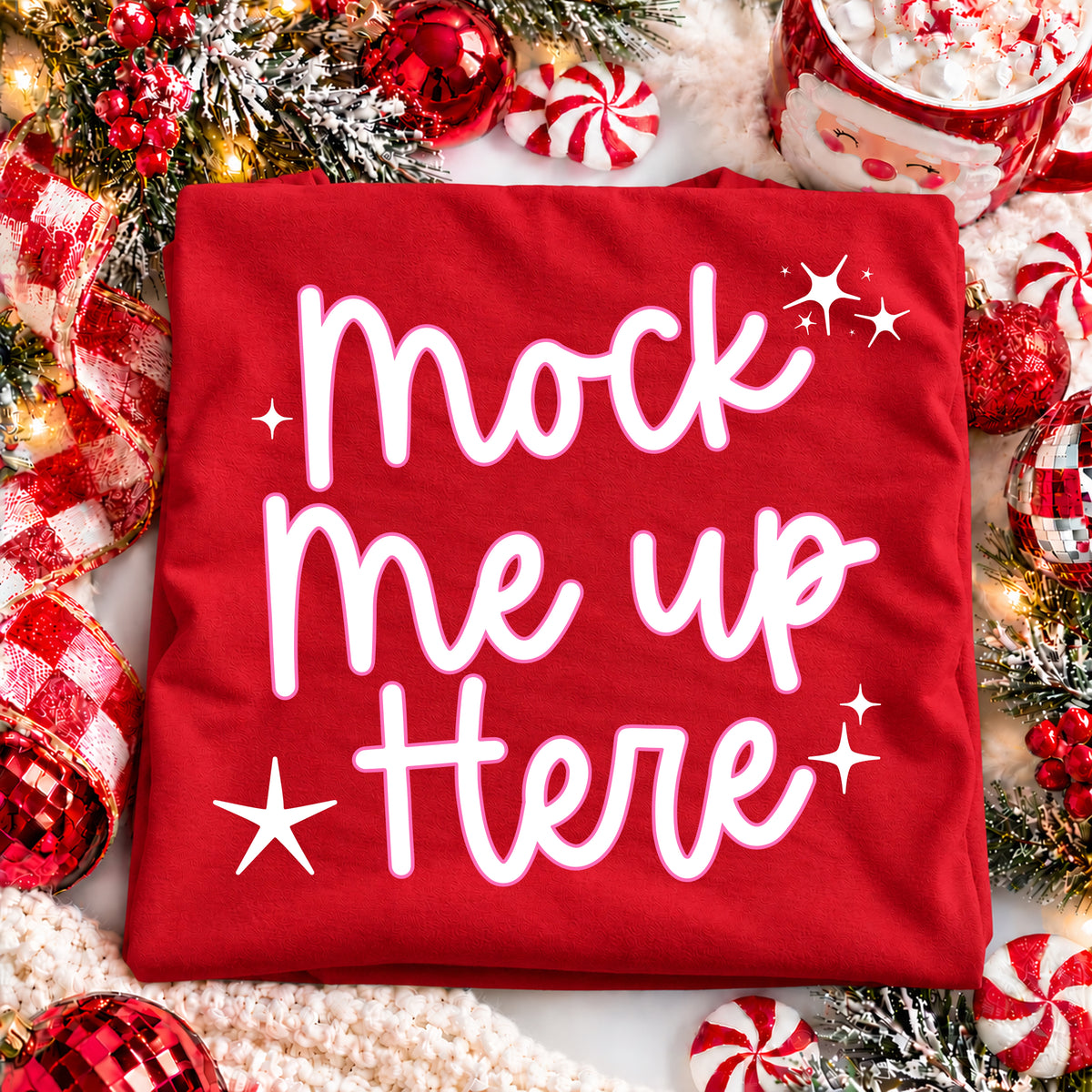 Christmas Mockup Flat-lay Comfort Colors C1717 - red
