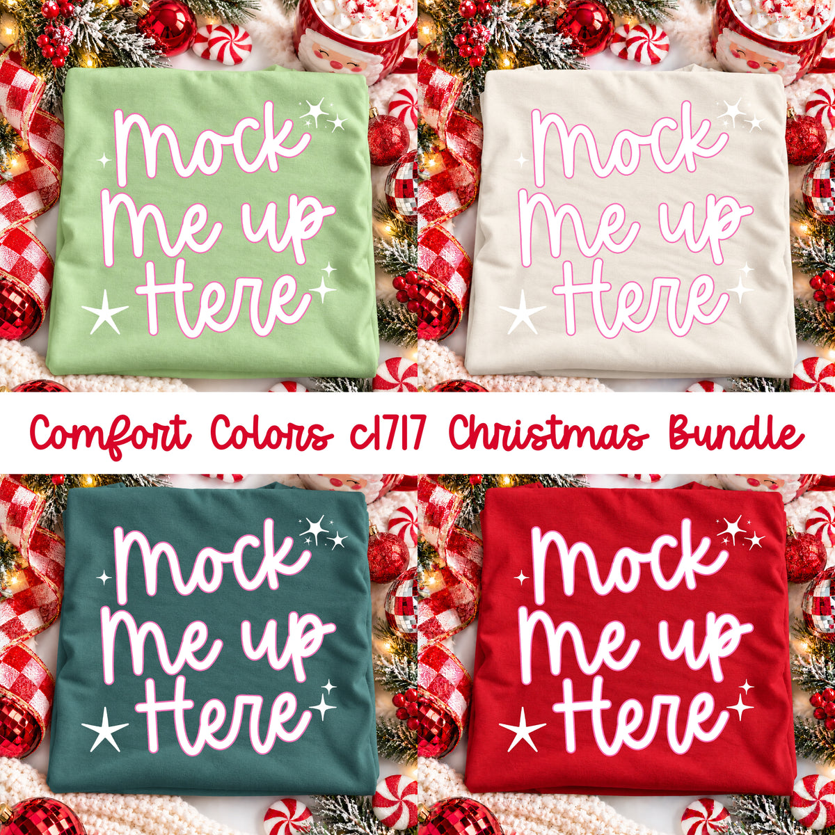 Christmas Mockup Flat-lay Bundle - Comfort Colors C1717