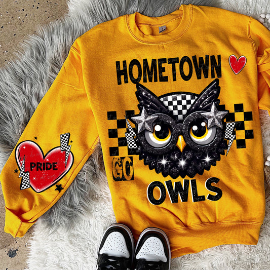 Hometown heart owls