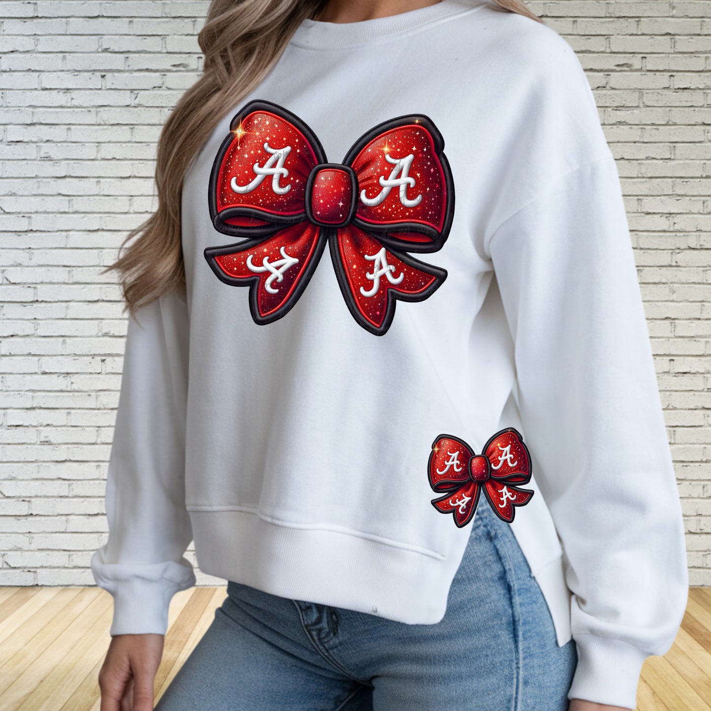 Faux Embroidery Football Bows Clipart Bama