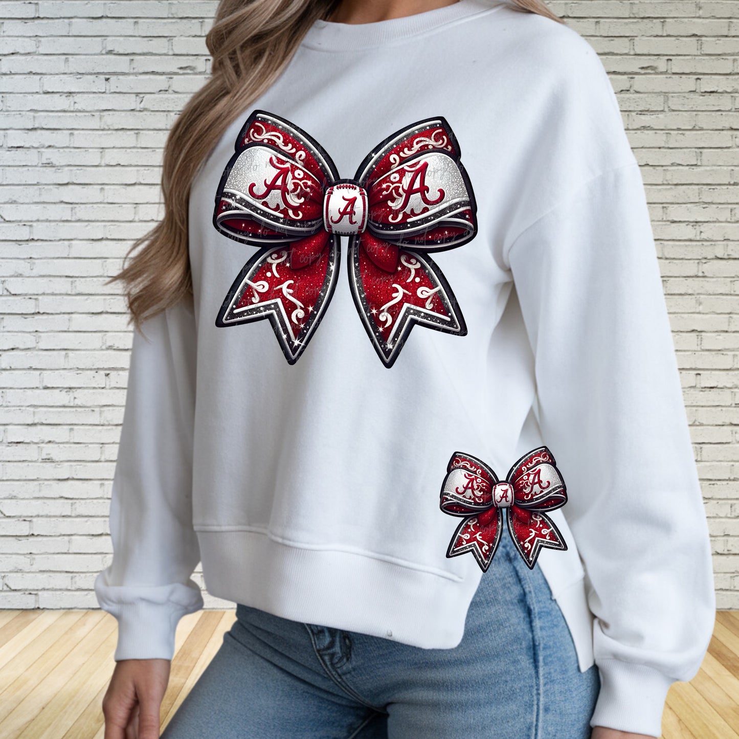 Faux Embroidery Football Bows Clipart Bama