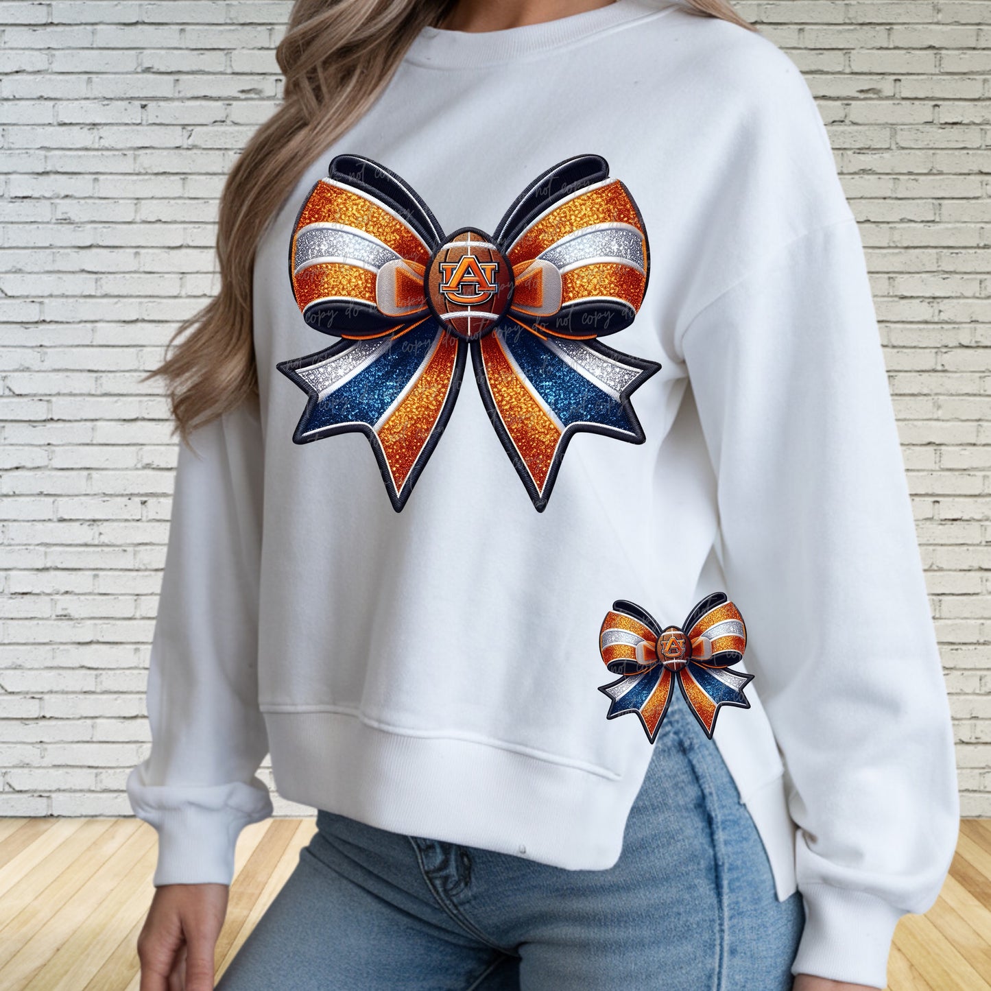 Faux Embroidery Football Bows Clipart Auburn