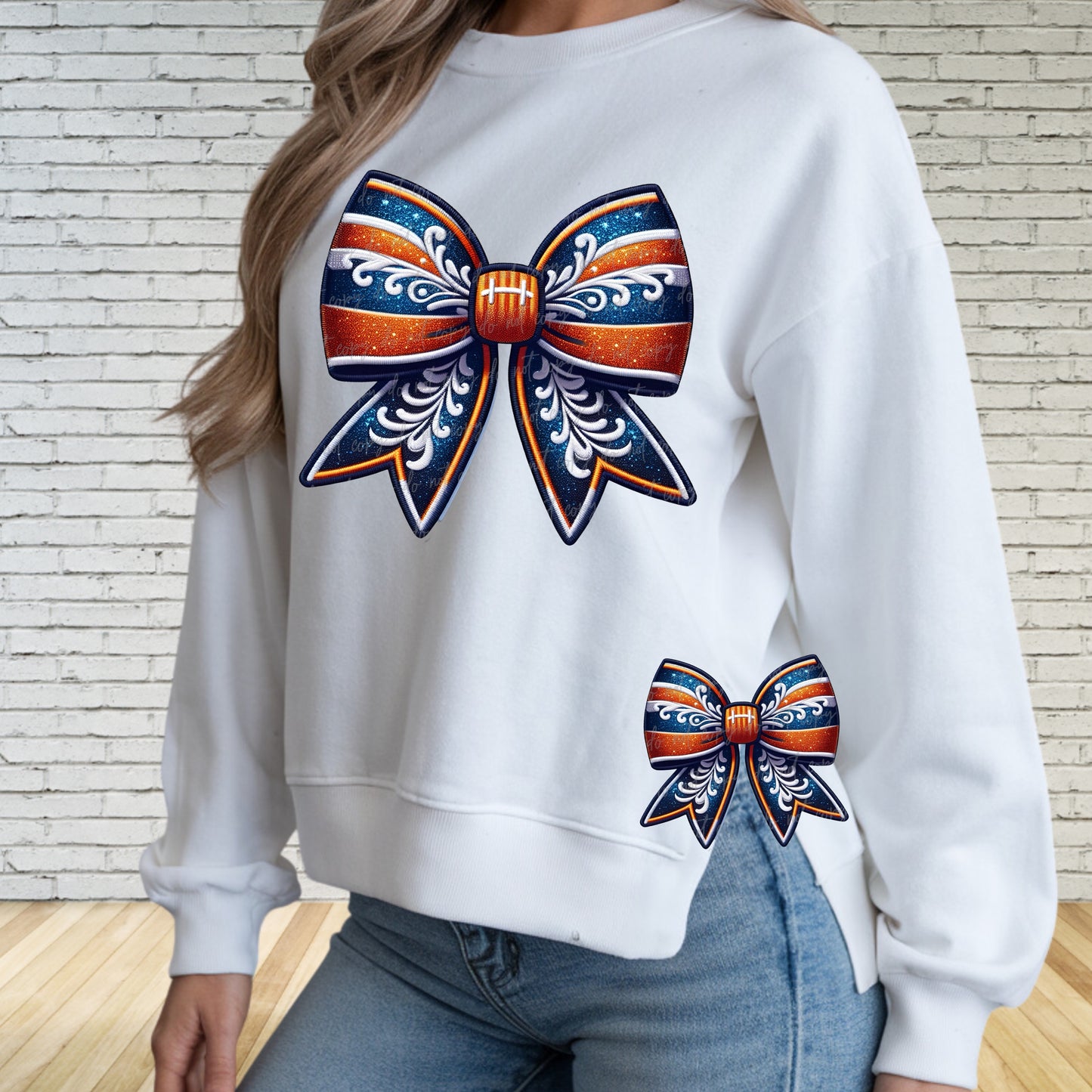 Faux Embroidery Football Bows Clipart Auburn