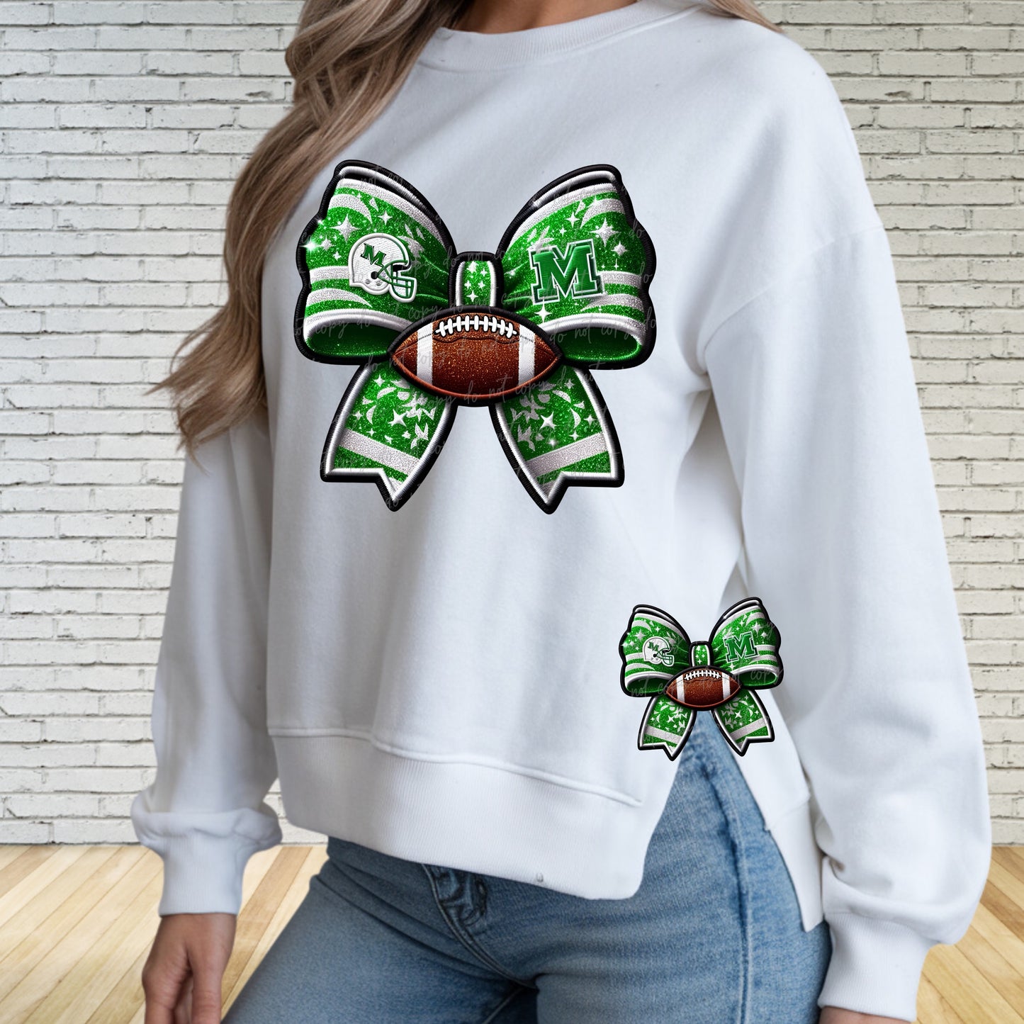 Faux Embroidery Football Bows Clipart Marshall