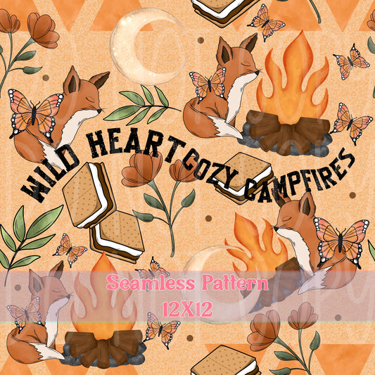 Wild Hearts Cozy Campfires Seamless