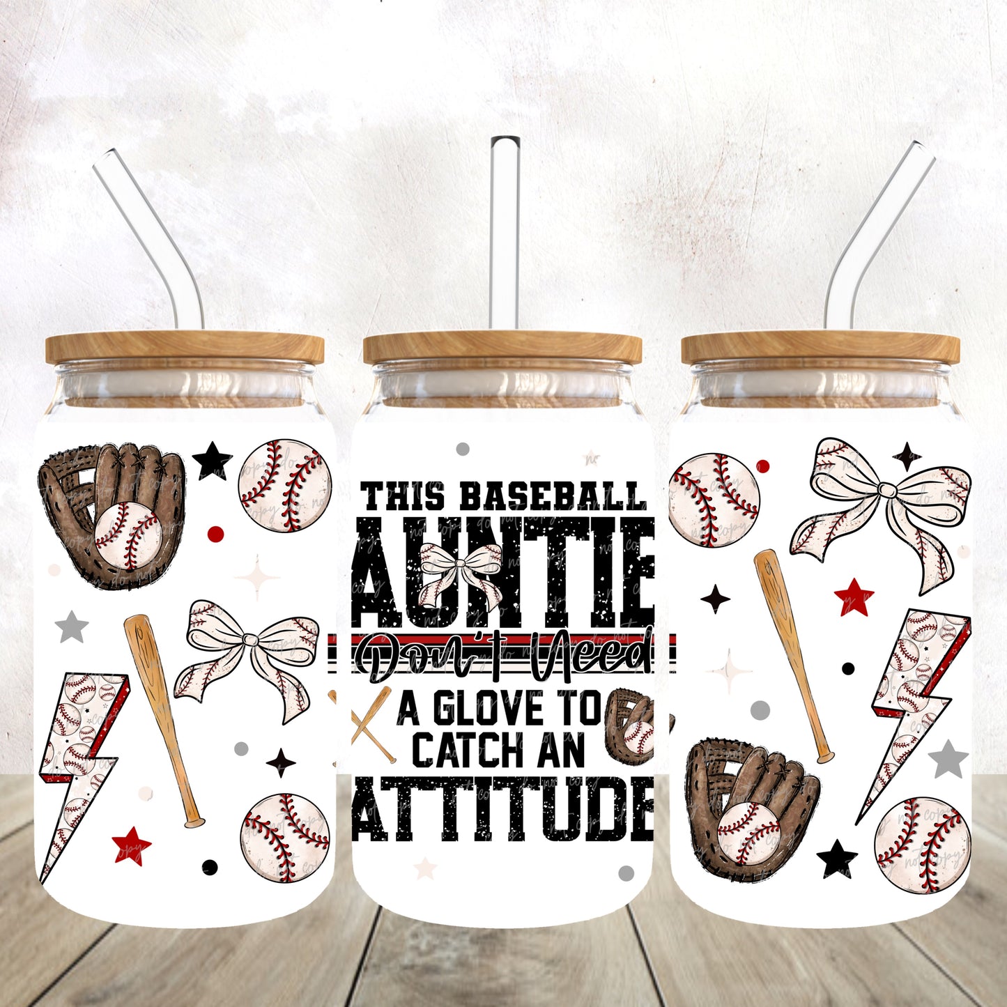 This Baseball Auntie don’t need a glove 16 oz wrap