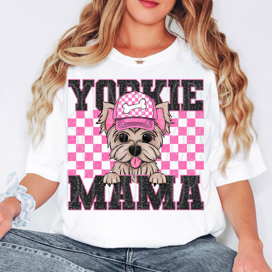 Yorkie Mama Faux Glitter