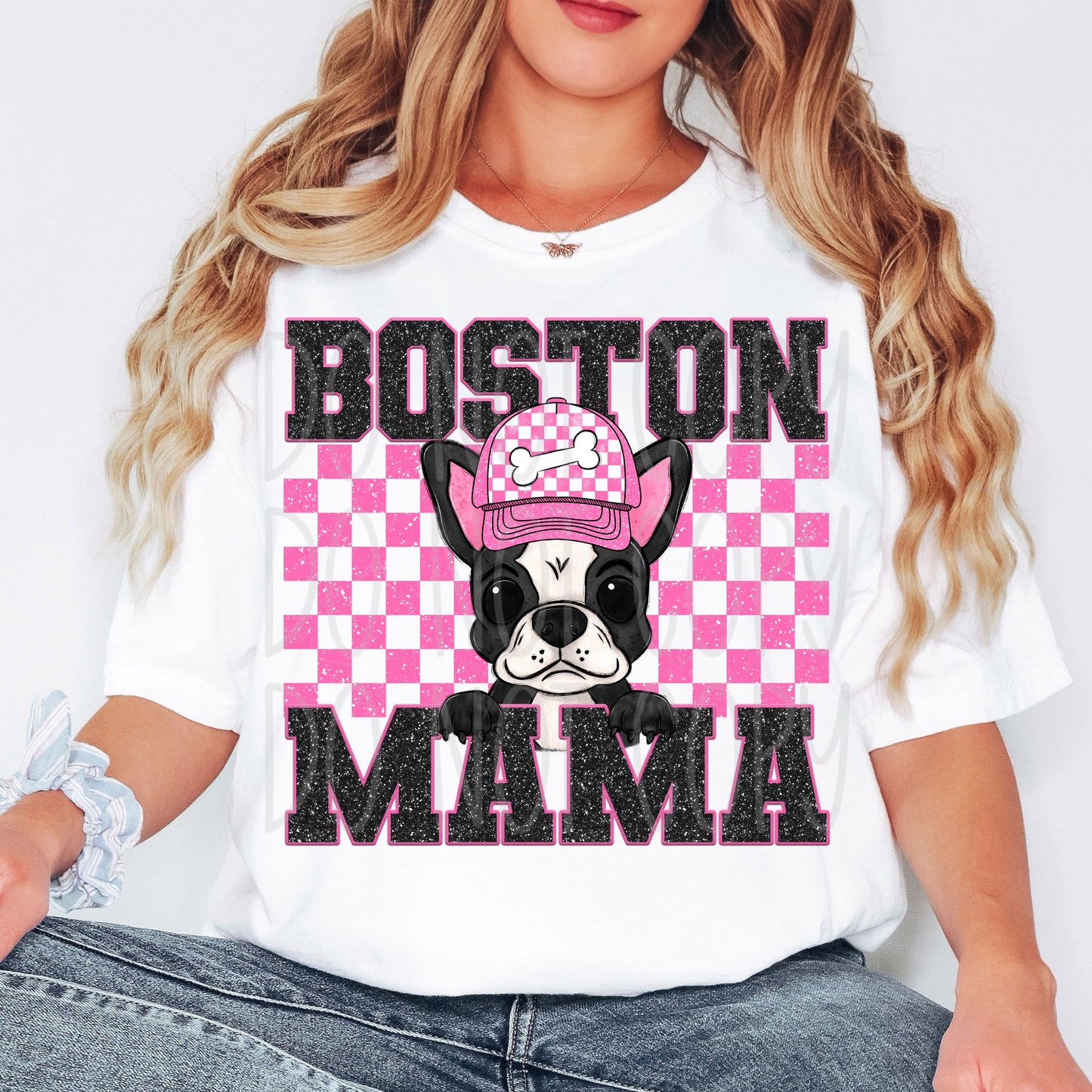 Boston Terrier Mama Faux Glitter