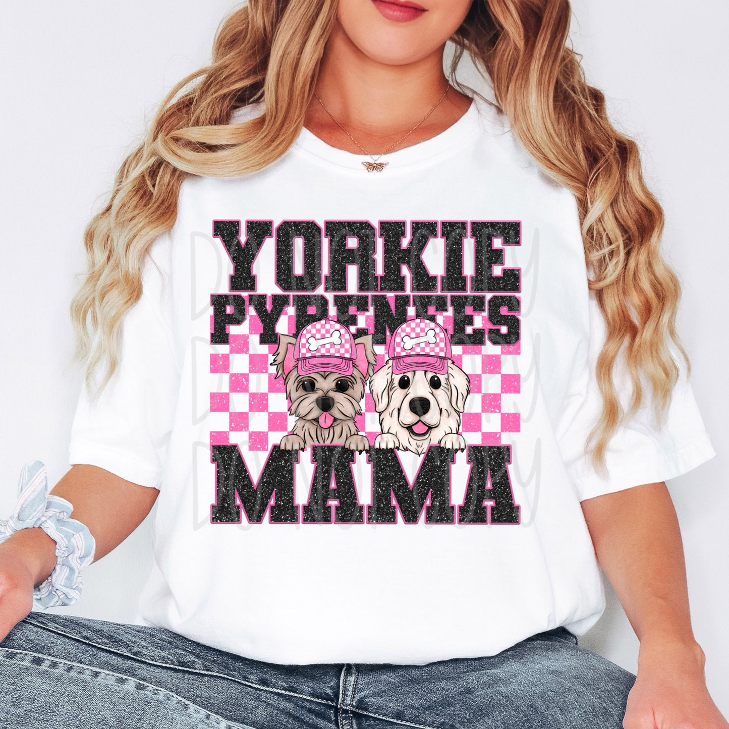 Pyrenees & Yorkie Mama Faux Glitter