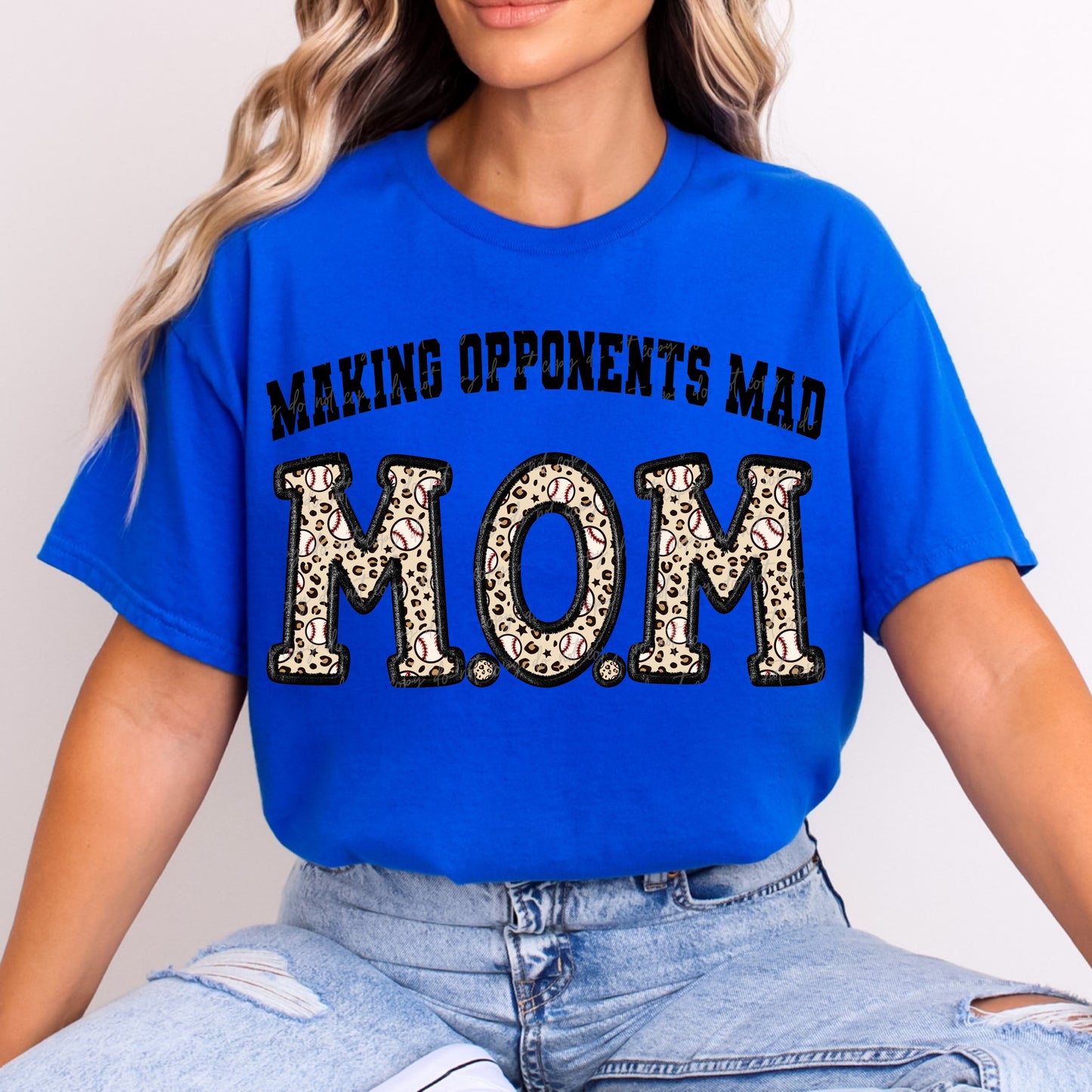 Faux Embroidery Leopard Baseball M.O.M Making Opponents Mad