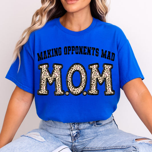 Faux Embroidery Leopard Baseball M.O.M Making Opponents Mad