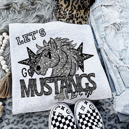 Rhinestone Let’s Go Mustangs Mascot