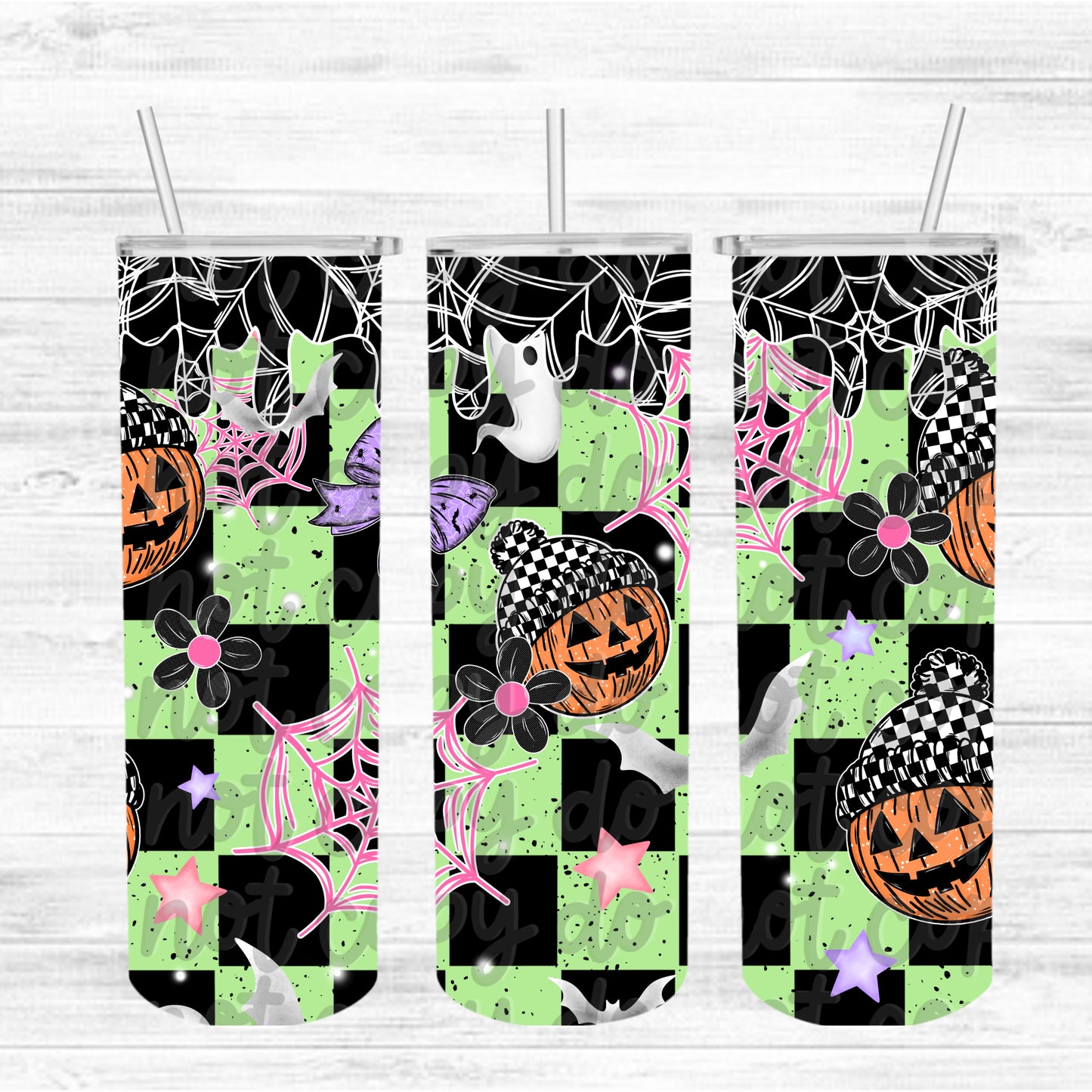 Checkered Pumpkin 20 Oz Tumbler Wrap