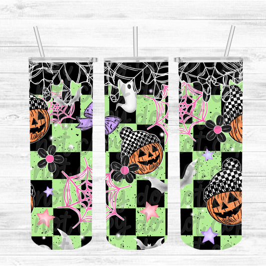 Checkered Pumpkin 20 Oz Tumbler Wrap