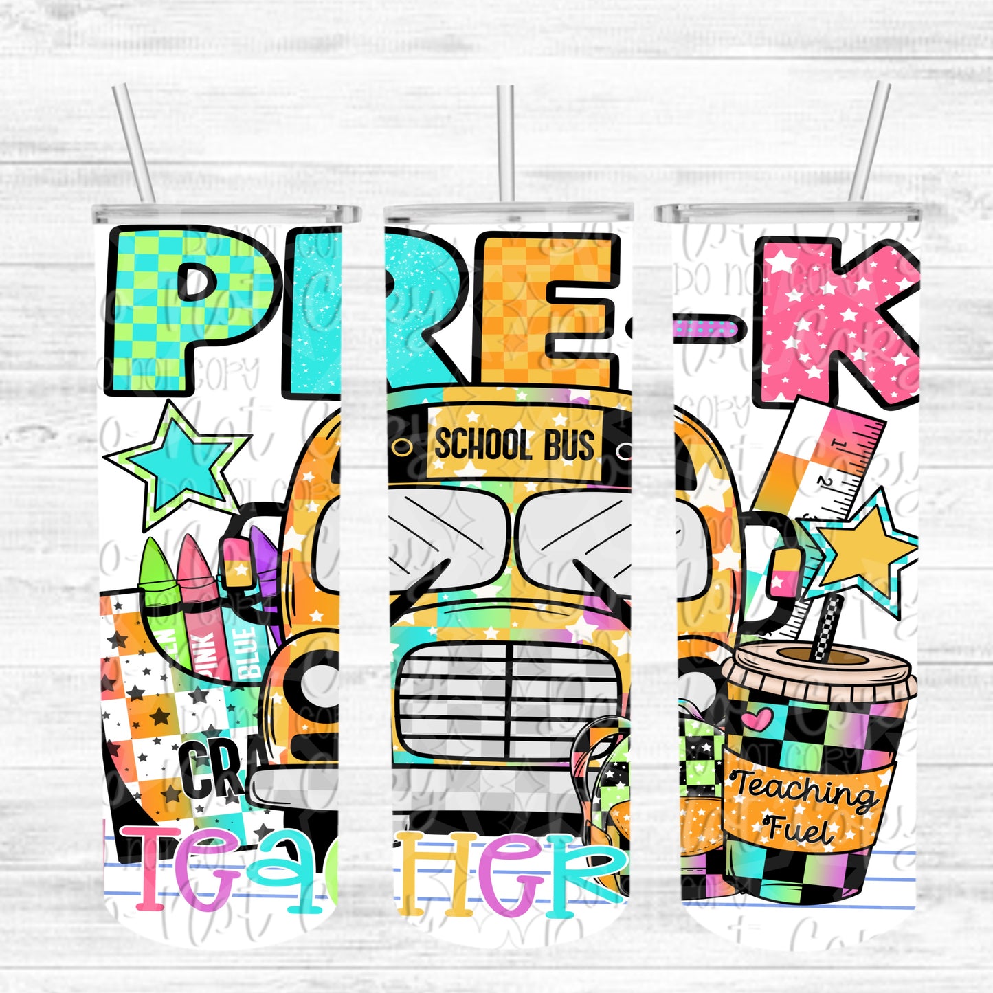 Neon Pre-K Grade Level 20 oz Tumbler Wrap
