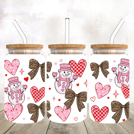 Valentines snowman 16 oz wrap