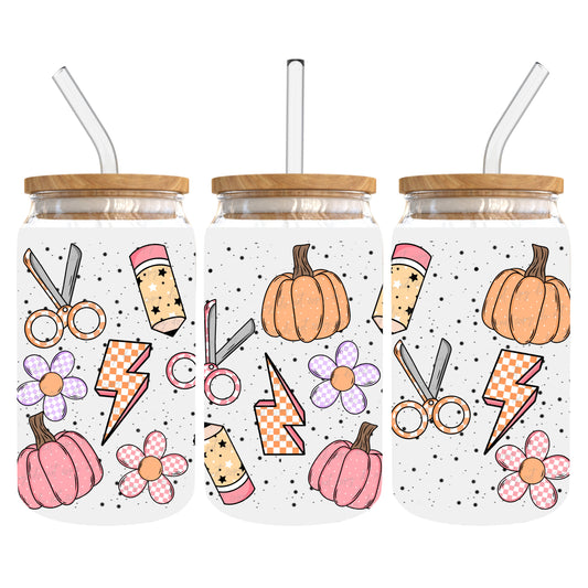 Cute school pumpkin 16 oz wrap